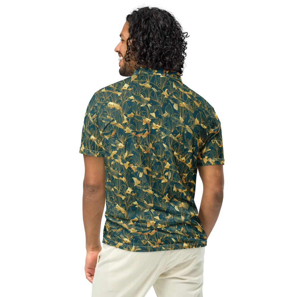 Midnight Pond on Men's Slim Fit Polo Shirt — Back