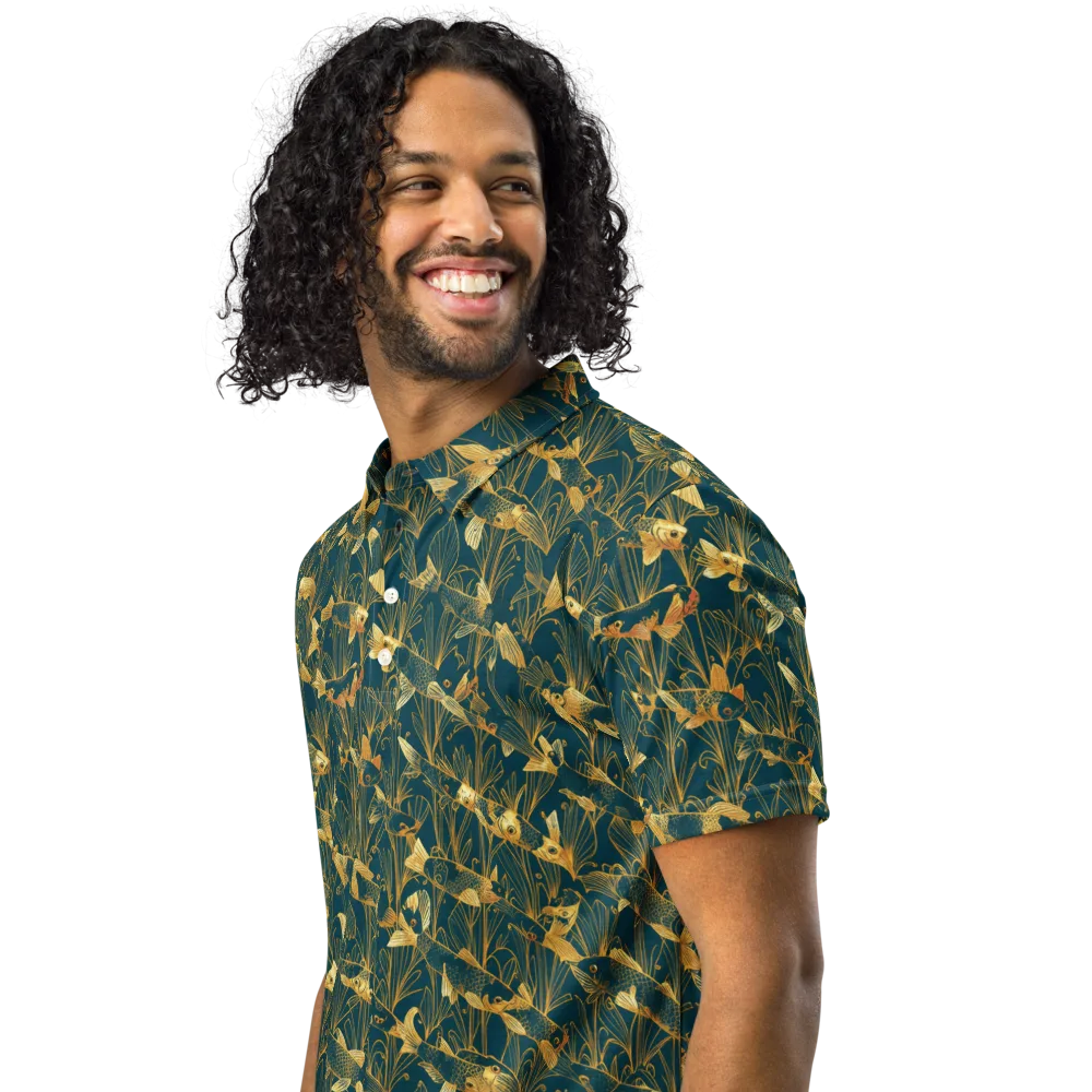 Midnight Pond on Men's Slim Fit Polo Shirt — Left Front