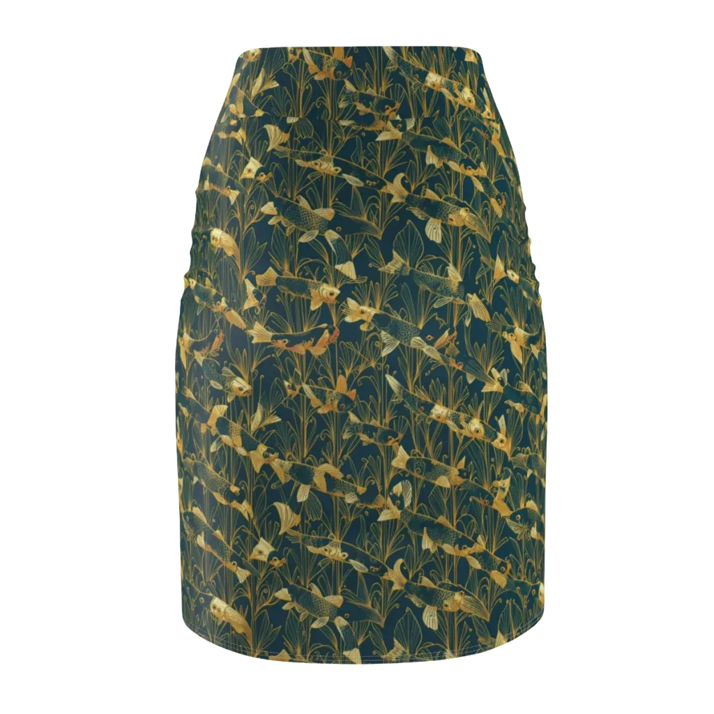 Midnight Pond on Pencil Skirt — Back