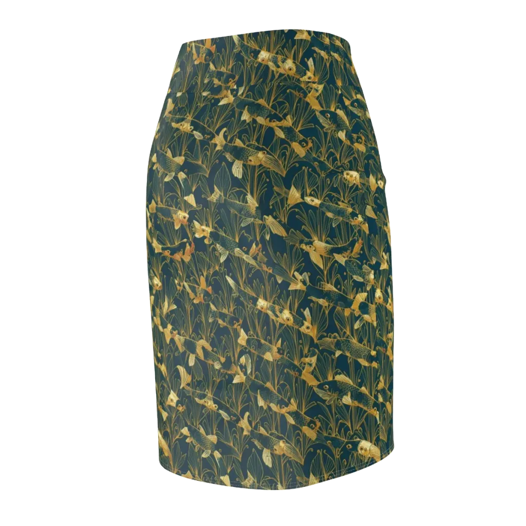 Midnight Pond on Pencil Skirt — Back Side