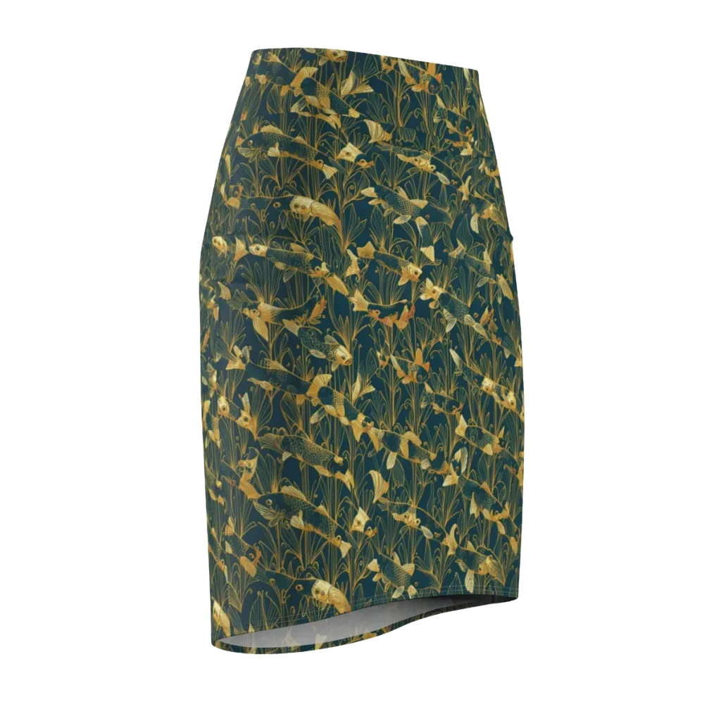 Midnight Pond on Pencil Skirt — Front Side