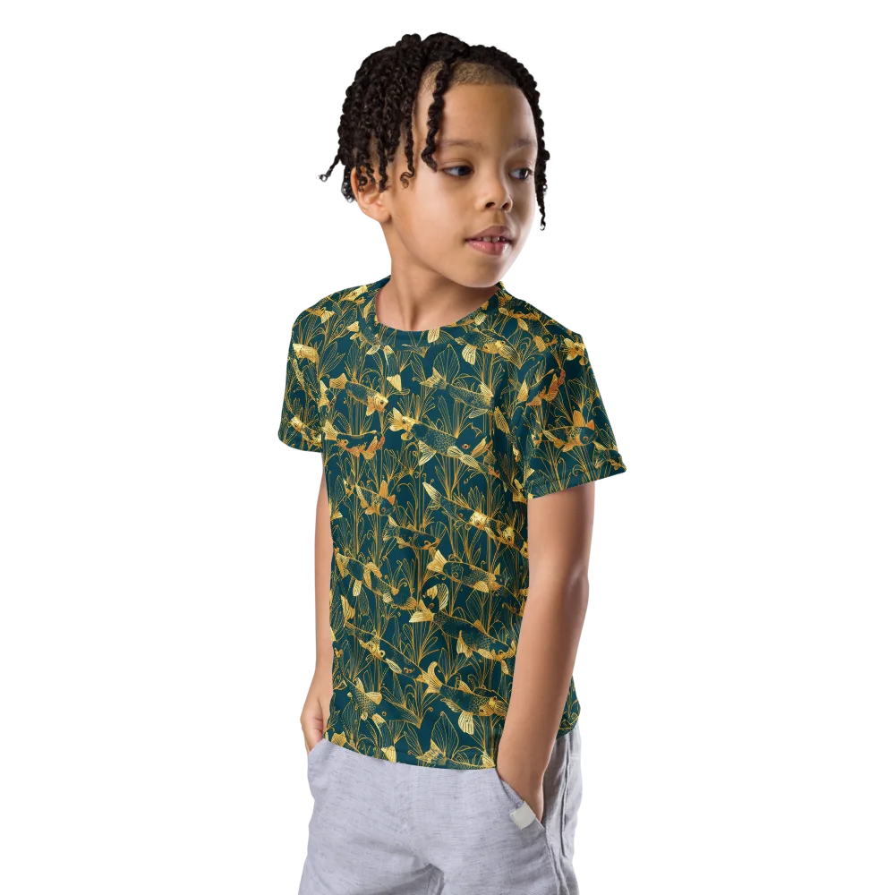 Midnight Pond on Kids Crew Neck T-Shirt — Left Front