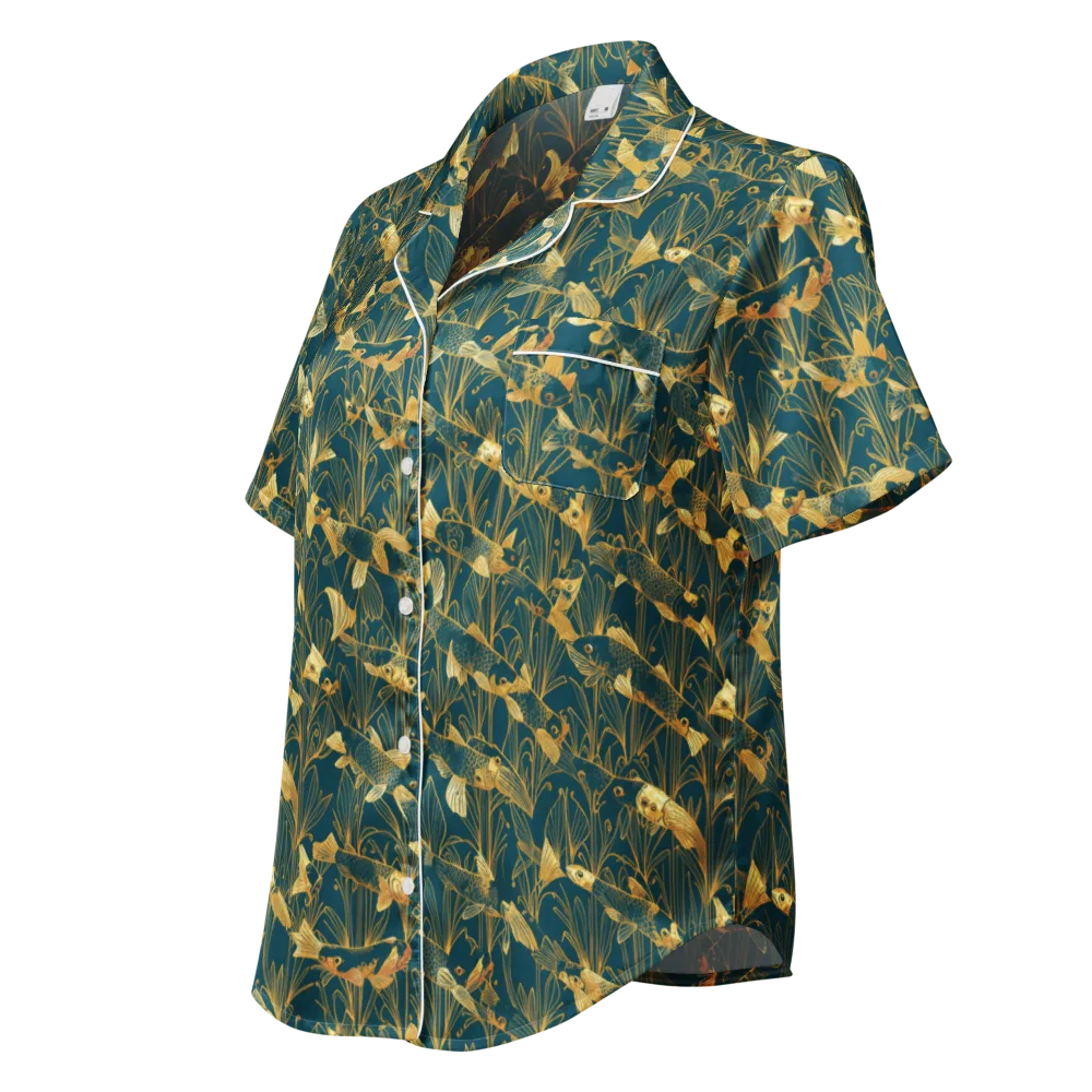 Midnight Pond on Women's Short Sleeve Pajama Top — Left Front