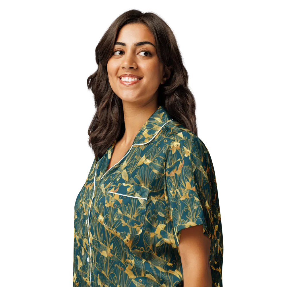 Midnight Pond on Women's Short Sleeve Pajama Top — Left Front