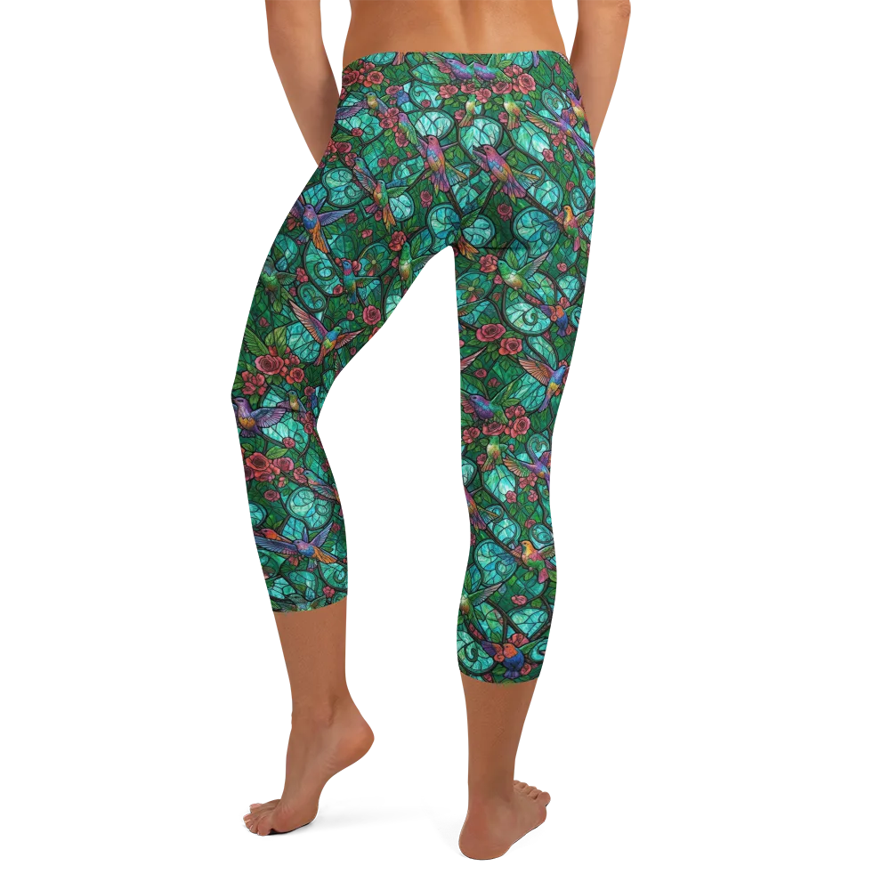 Jewelwing Garden on Capri Leggings — Back