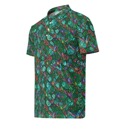 Jewelwing Garden on a Men's Slim Fit Polo Shirt