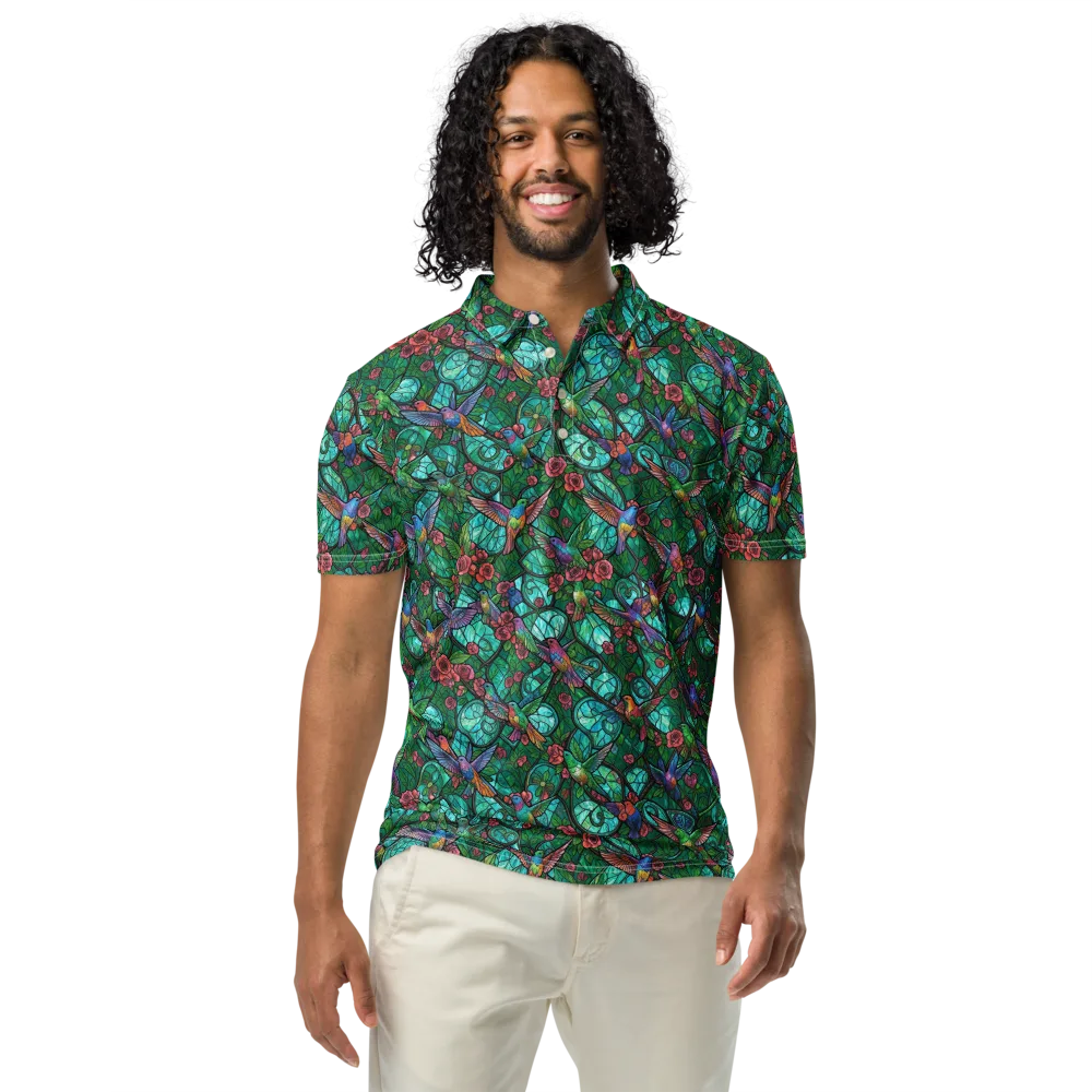 Jewelwing Garden on Men's Slim Fit Polo Shirt — Front