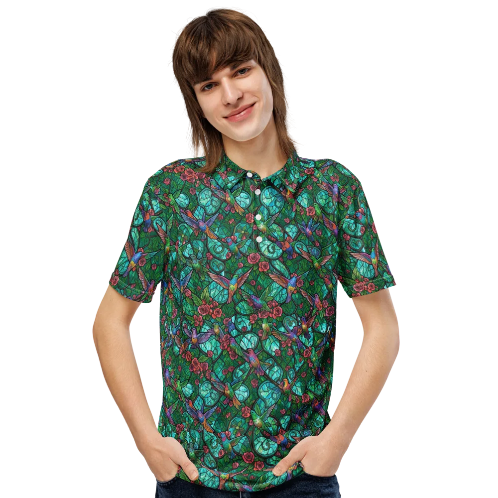 Jewelwing Garden on Men's Slim Fit Polo Shirt — Front