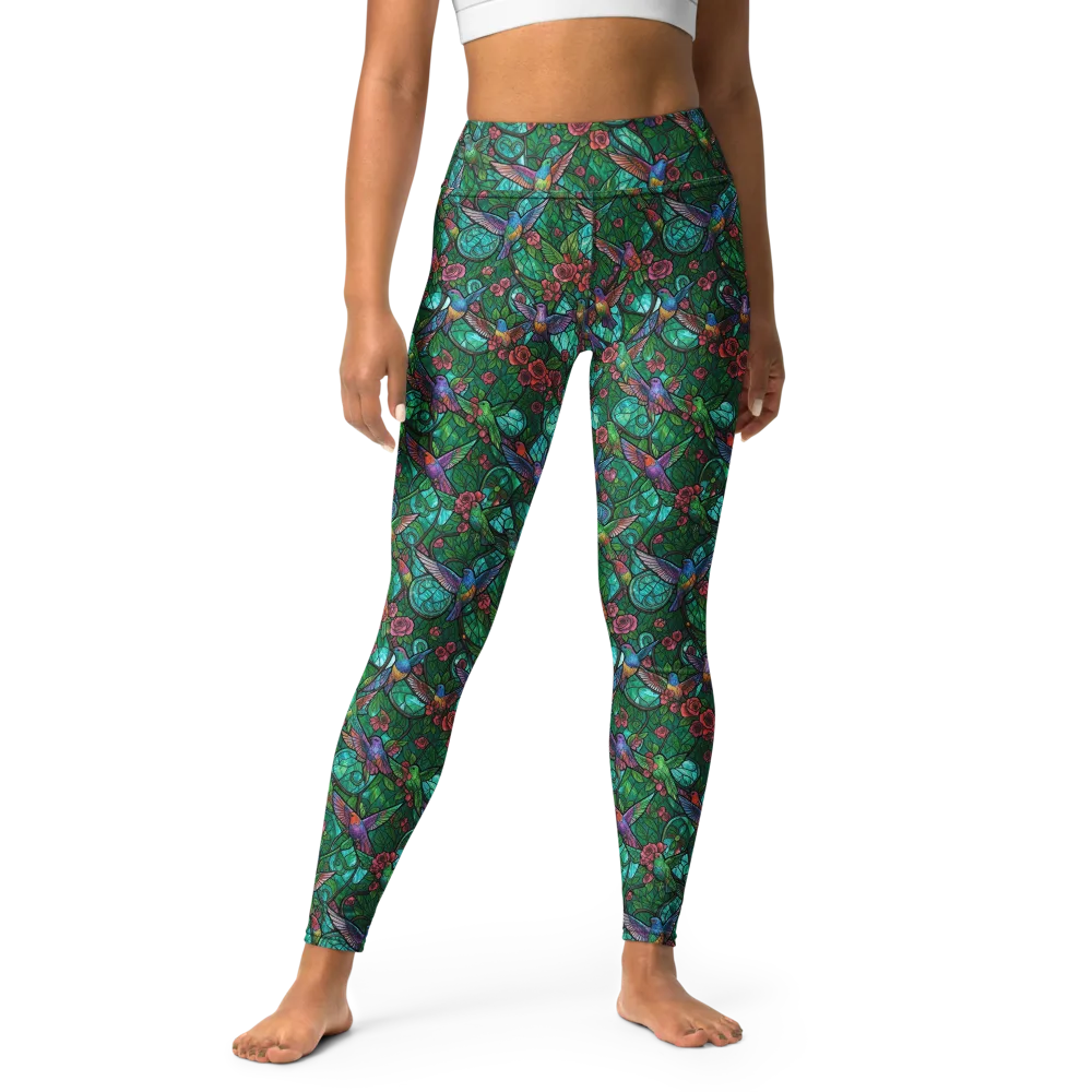 Jewelwing Garden on Yoga Leggings — Front