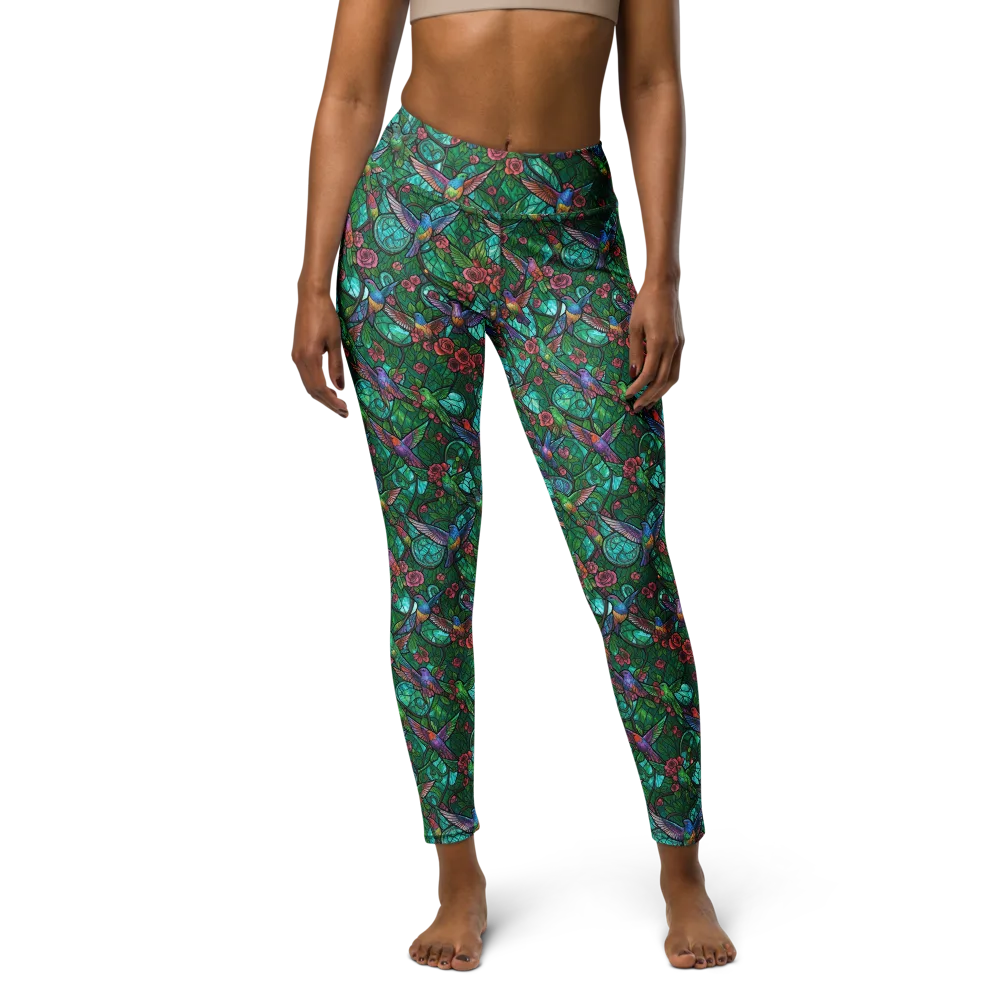 Jewelwing Garden on Yoga Leggings — Front