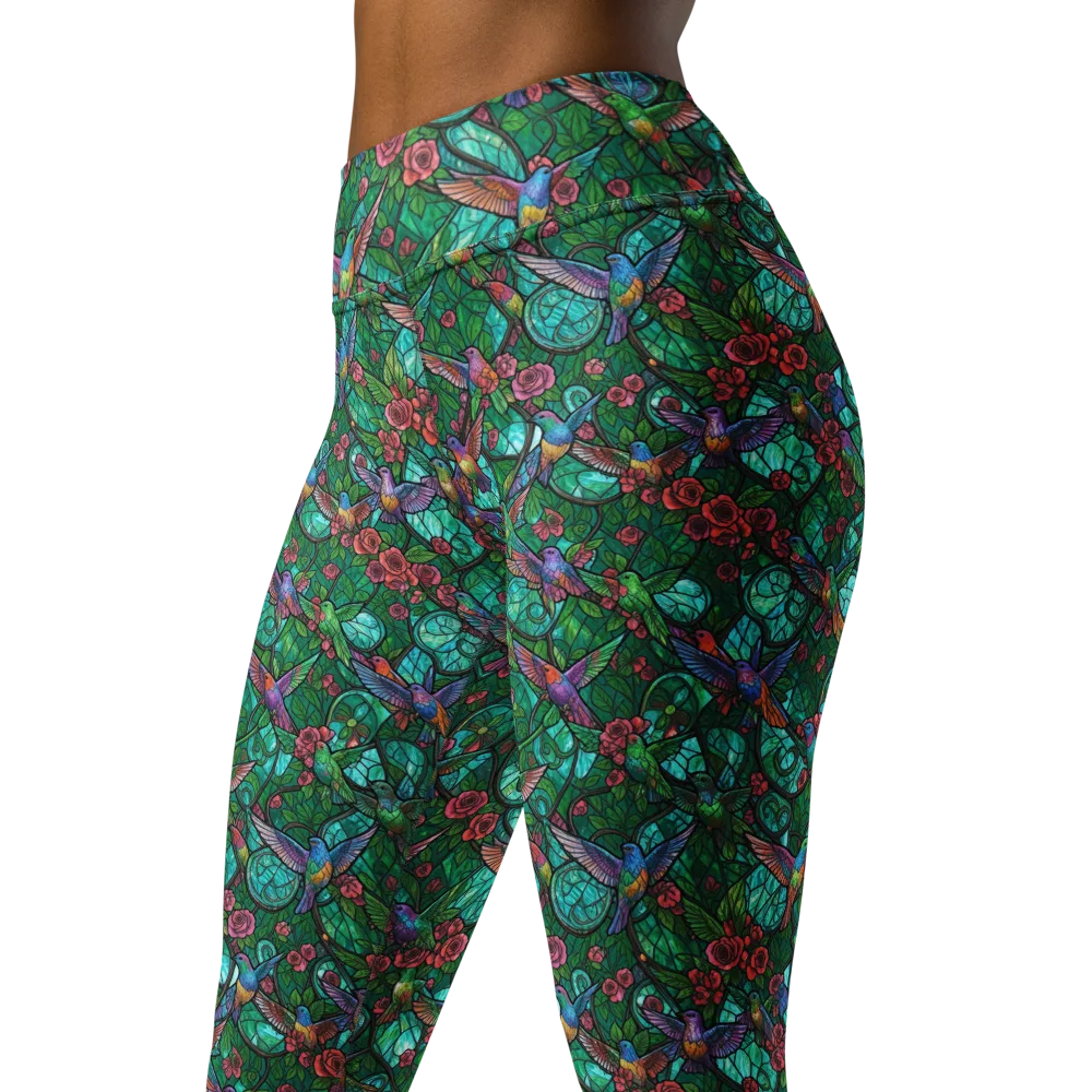 Jewelwing Garden on Yoga Leggings — Left Front