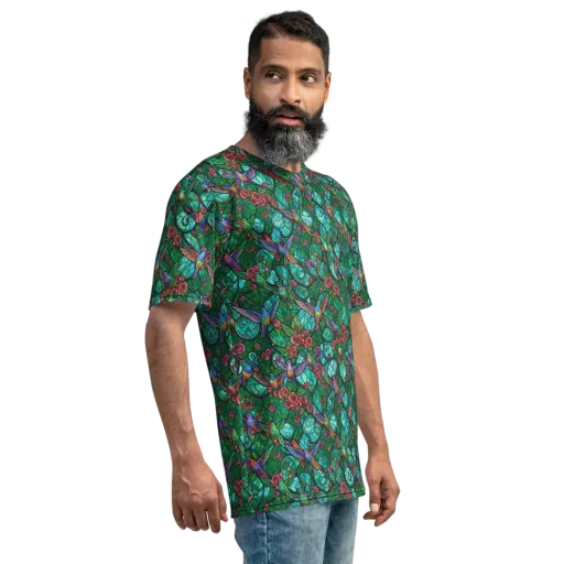 Jewelwing Garden on a Men's Crew Neck T-Shirt