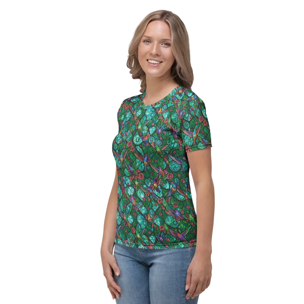 Jewelwing Garden on Women's Crew Neck T-Shirt — Left