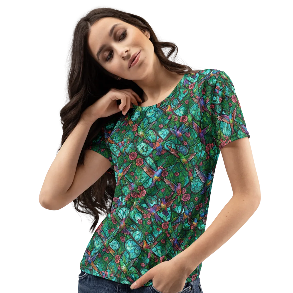 Jewelwing Garden on Women's Crew Neck T-Shirt — Left Front