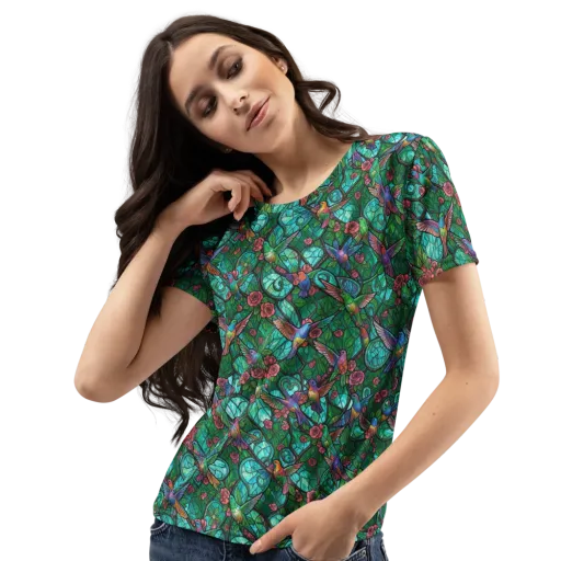Jewelwing Garden on a Women's Crew Neck T-Shirt