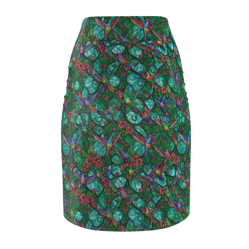 Jewelwing Garden on Pencil Skirt — Back