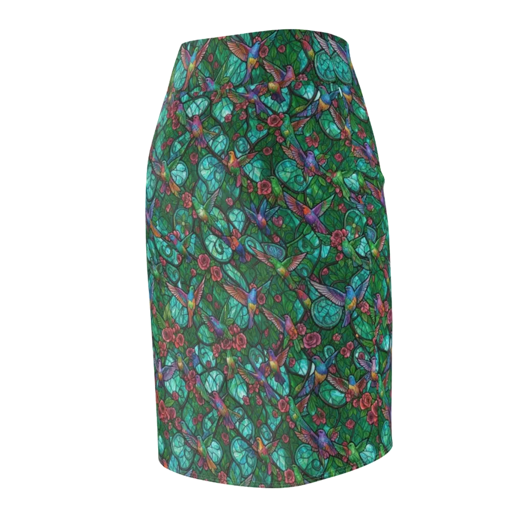 Jewelwing Garden on Pencil Skirt — Back Side