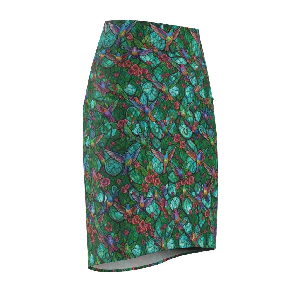 Jewelwing Garden on Pencil Skirt — Front Side