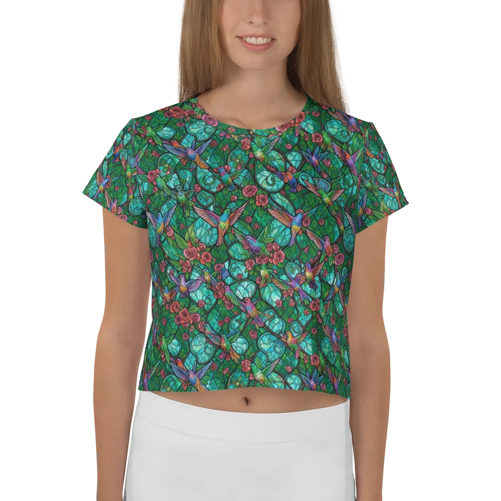 Jewelwing Garden on Crop Tee — Front
