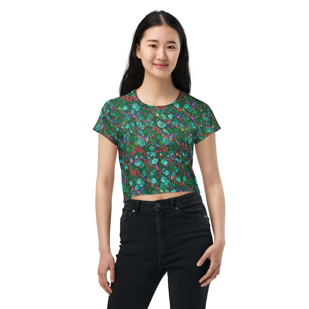 Jewelwing Garden on Crop Tee — Front