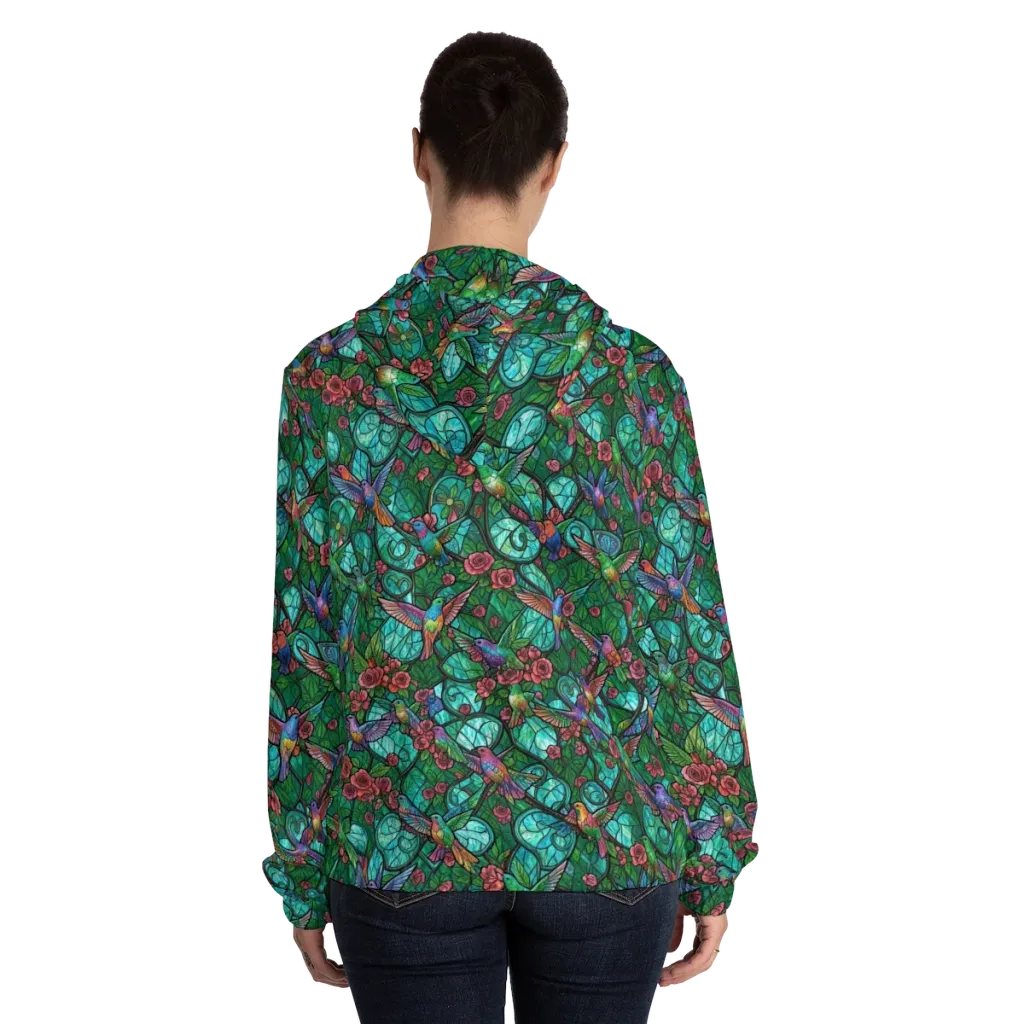 Jewelwing Garden on Women's Full-Zip Hoodie — Back On Person