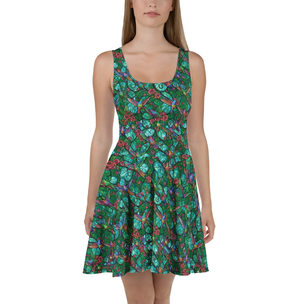 Jewelwing Garden on Skater Dress — Front