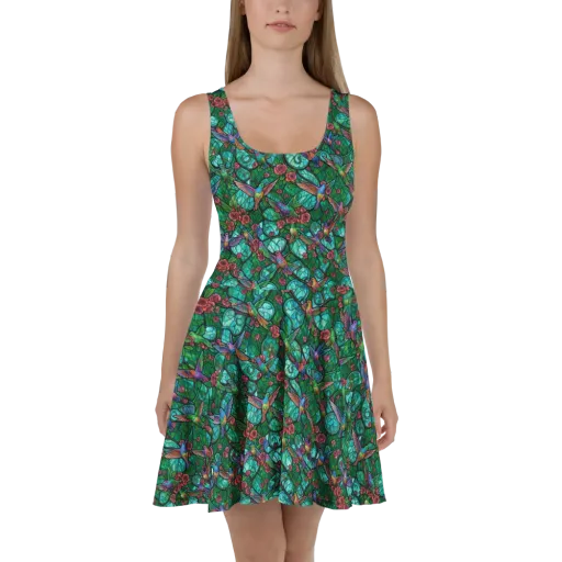 Jewelwing Garden on a Skater Dress