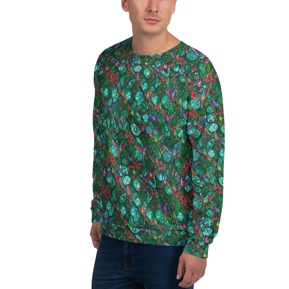 Jewelwing Garden on Sweatshirt — Left Front