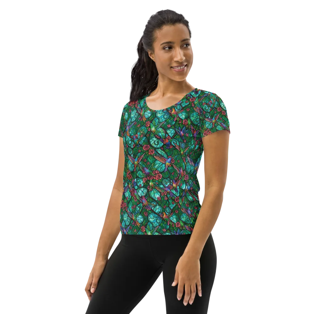 Jewelwing Garden on Women's Athletic T-Shirt — Left
