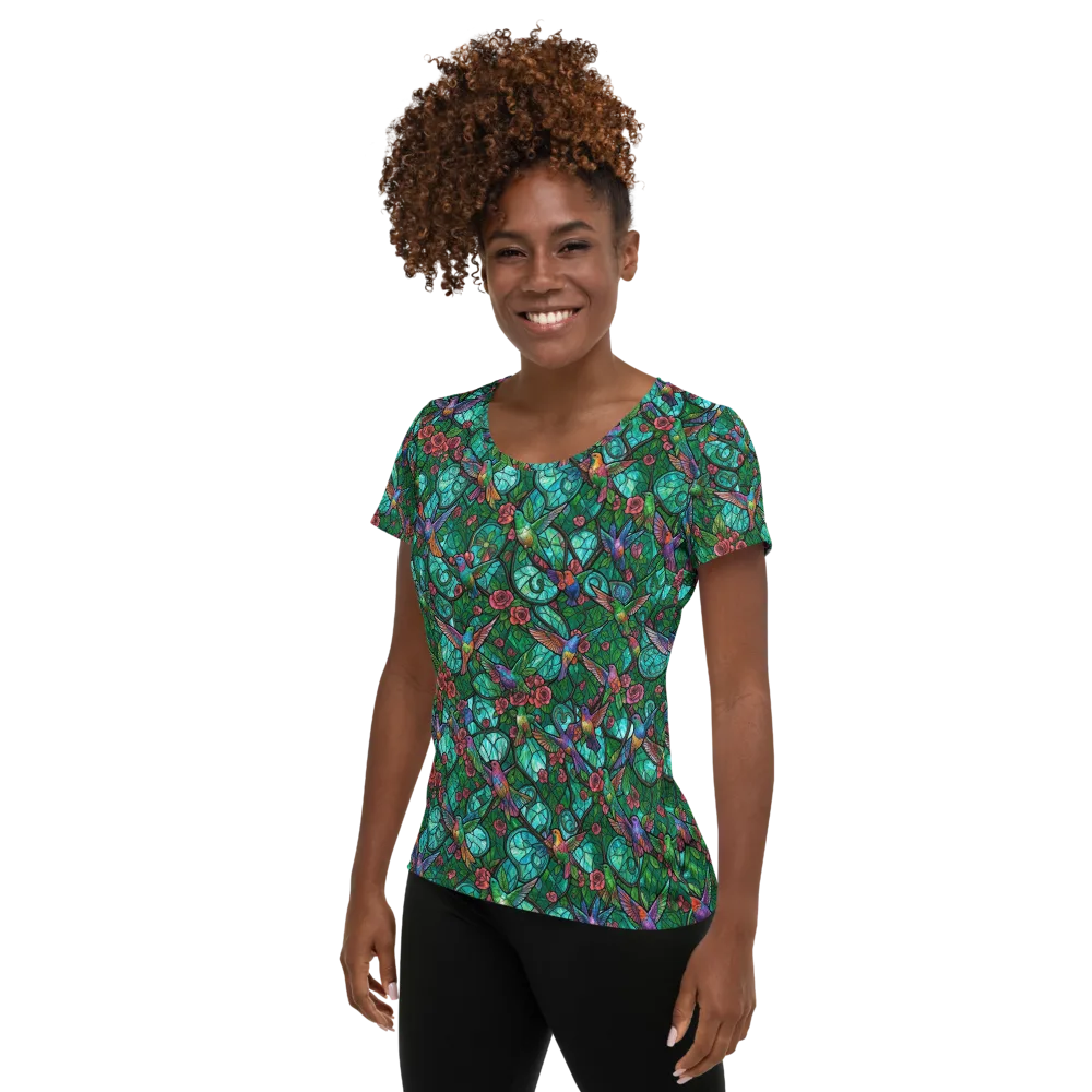 Jewelwing Garden on Women's Athletic T-Shirt — Left