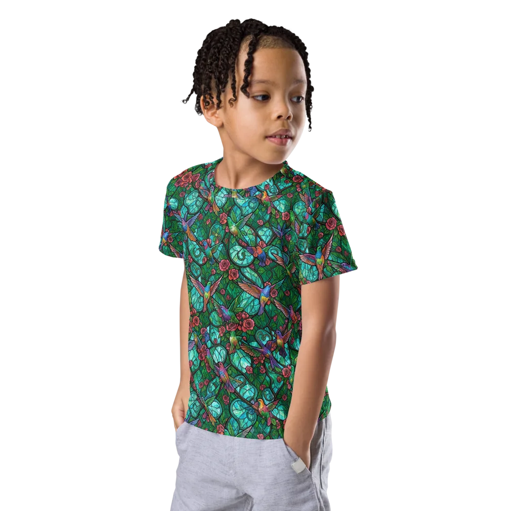Jewelwing Garden on Kids Crew Neck T-Shirt — Left Front