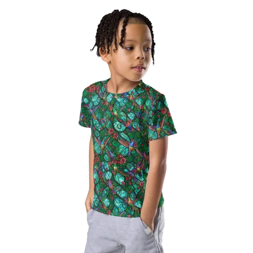 Jewelwing Garden on a Kids Crew Neck T-Shirt
