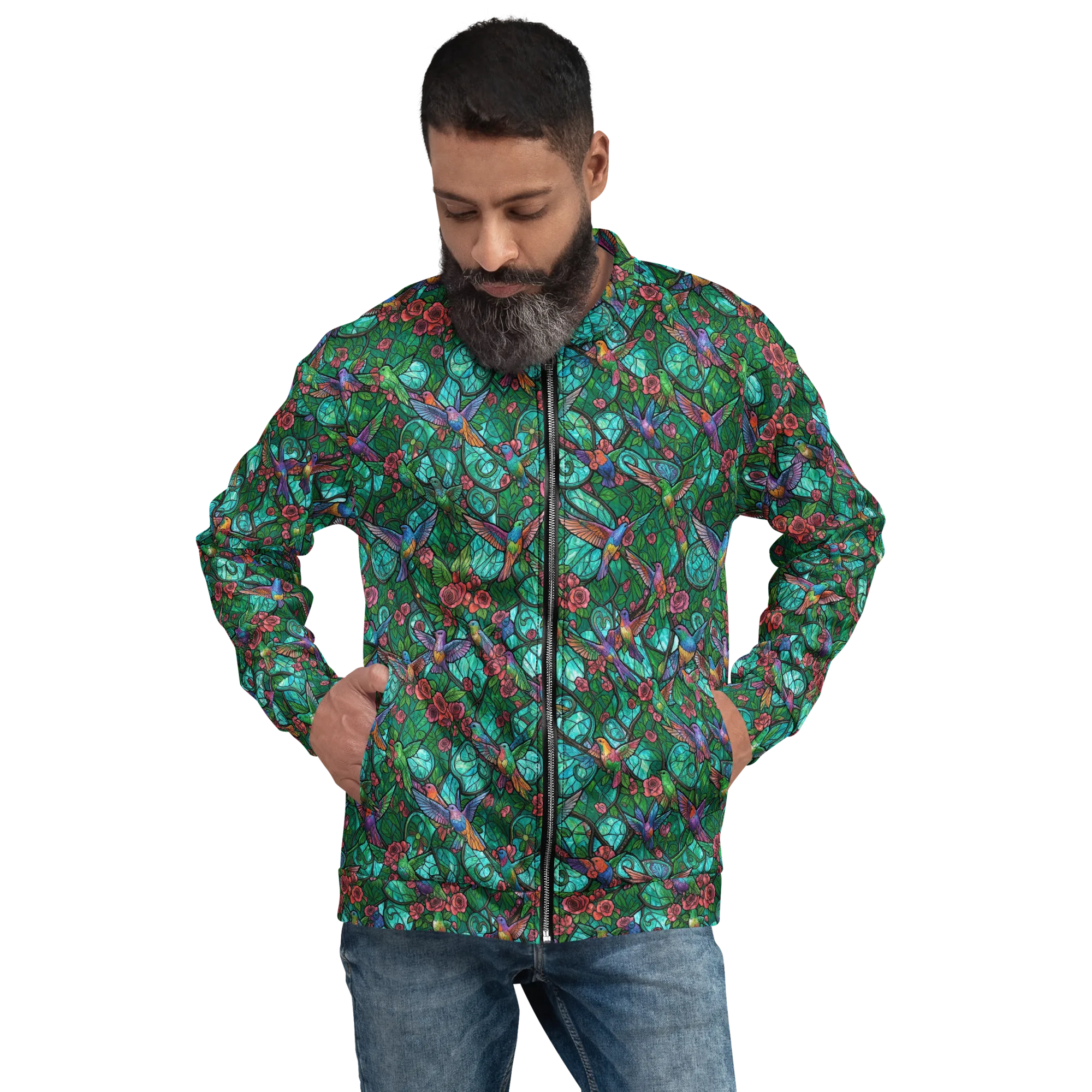 Jewelwing Garden on Bomber Jacket — Front