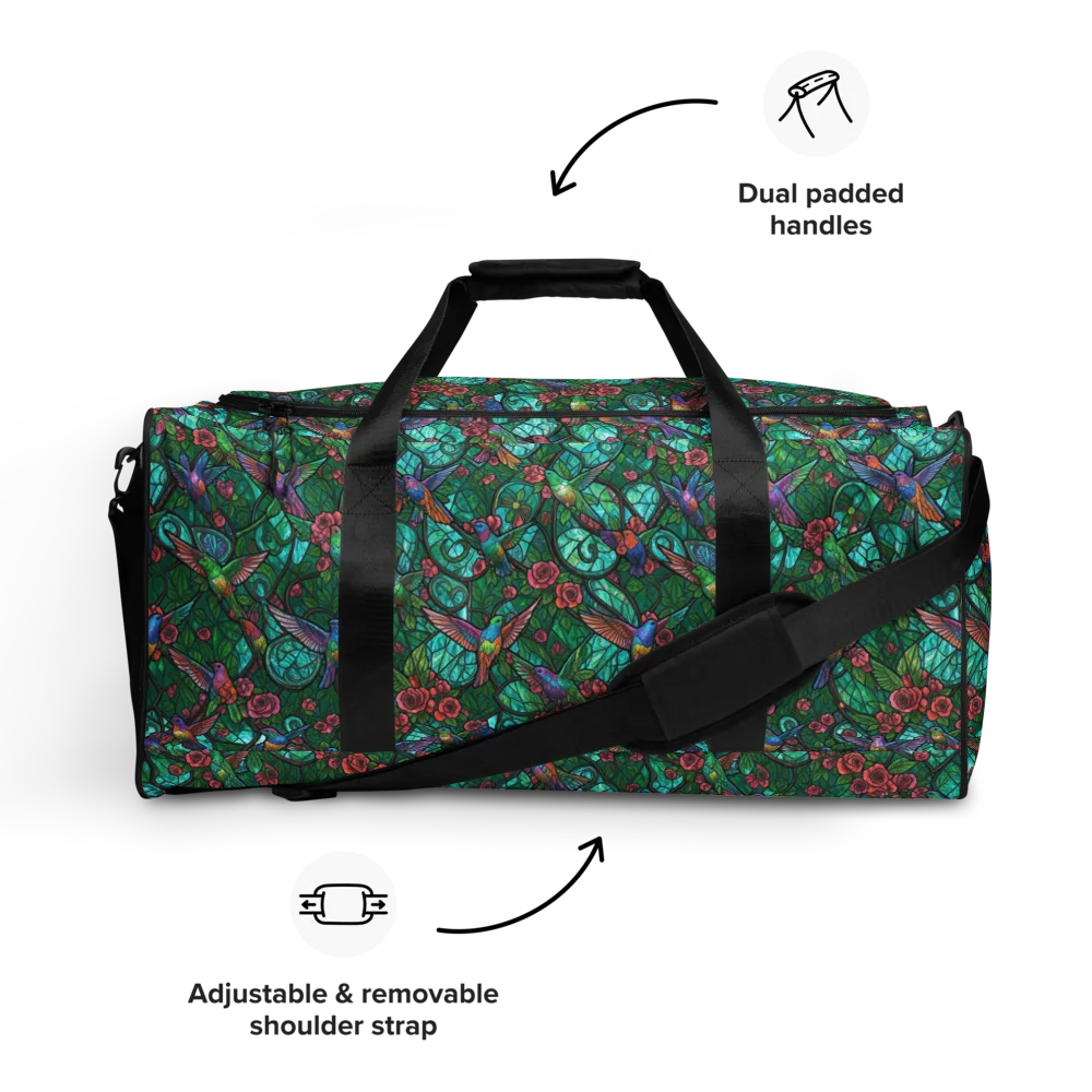 Jewelwing Garden on Duffle Bag — Front