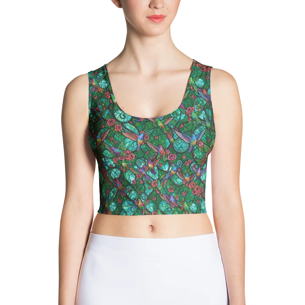 Jewelwing Garden on Crop Top — Front