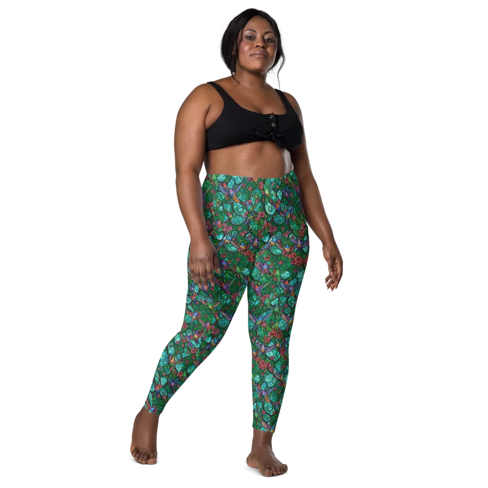 Jewelwing Garden on Leggings with Pockets — Front