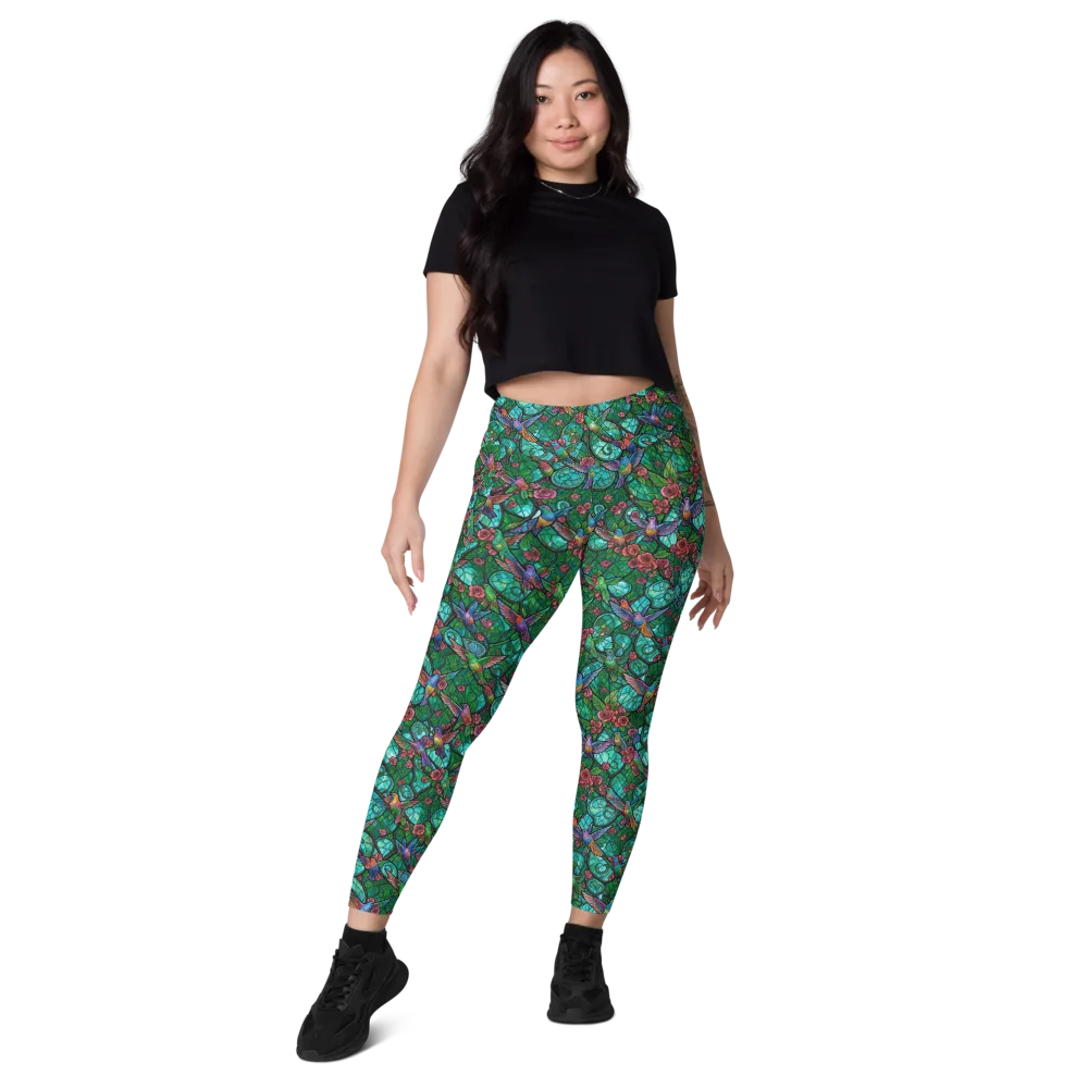 Jewelwing Garden on Leggings with Pockets — Front