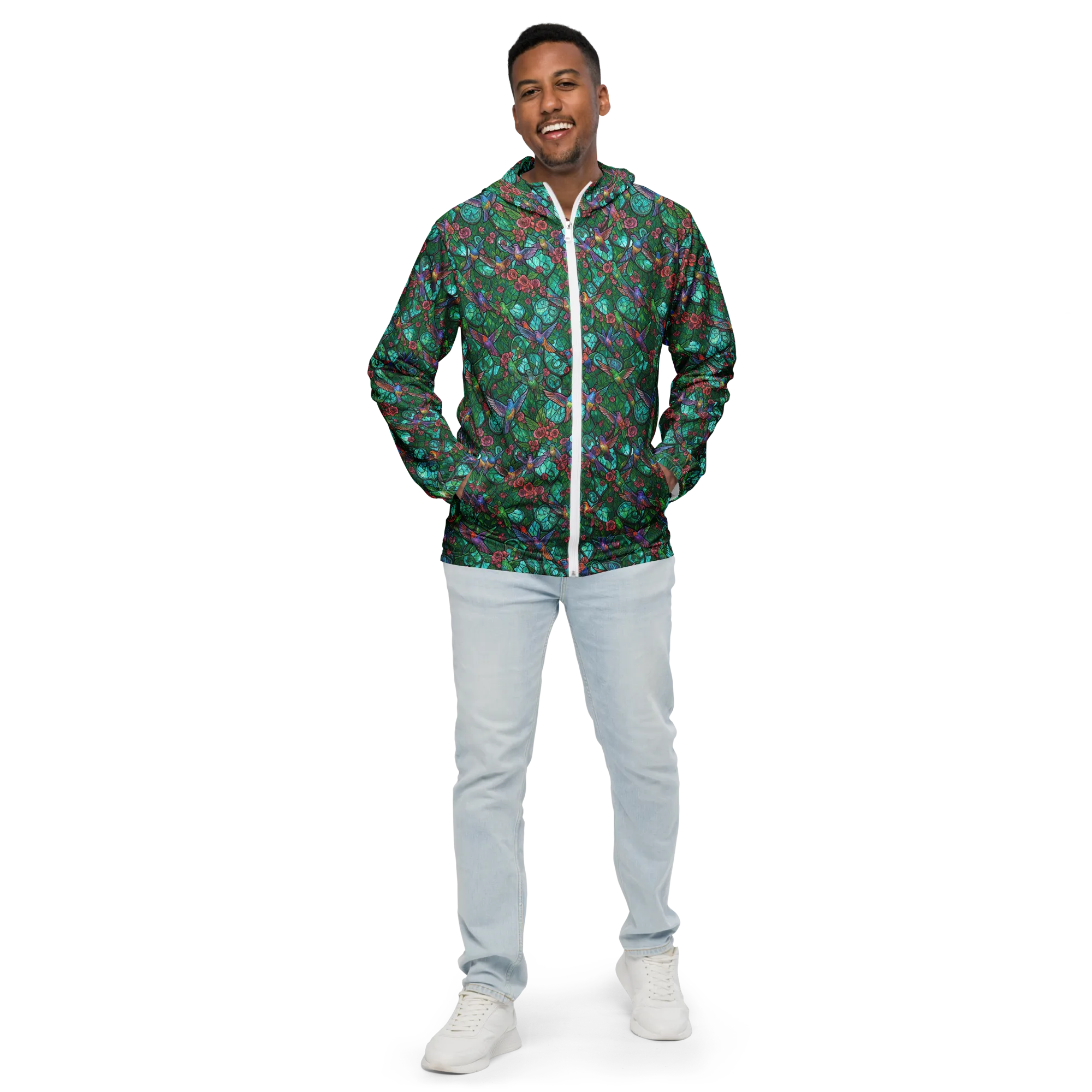 Jewelwing Garden on Men's Windbreaker — Front