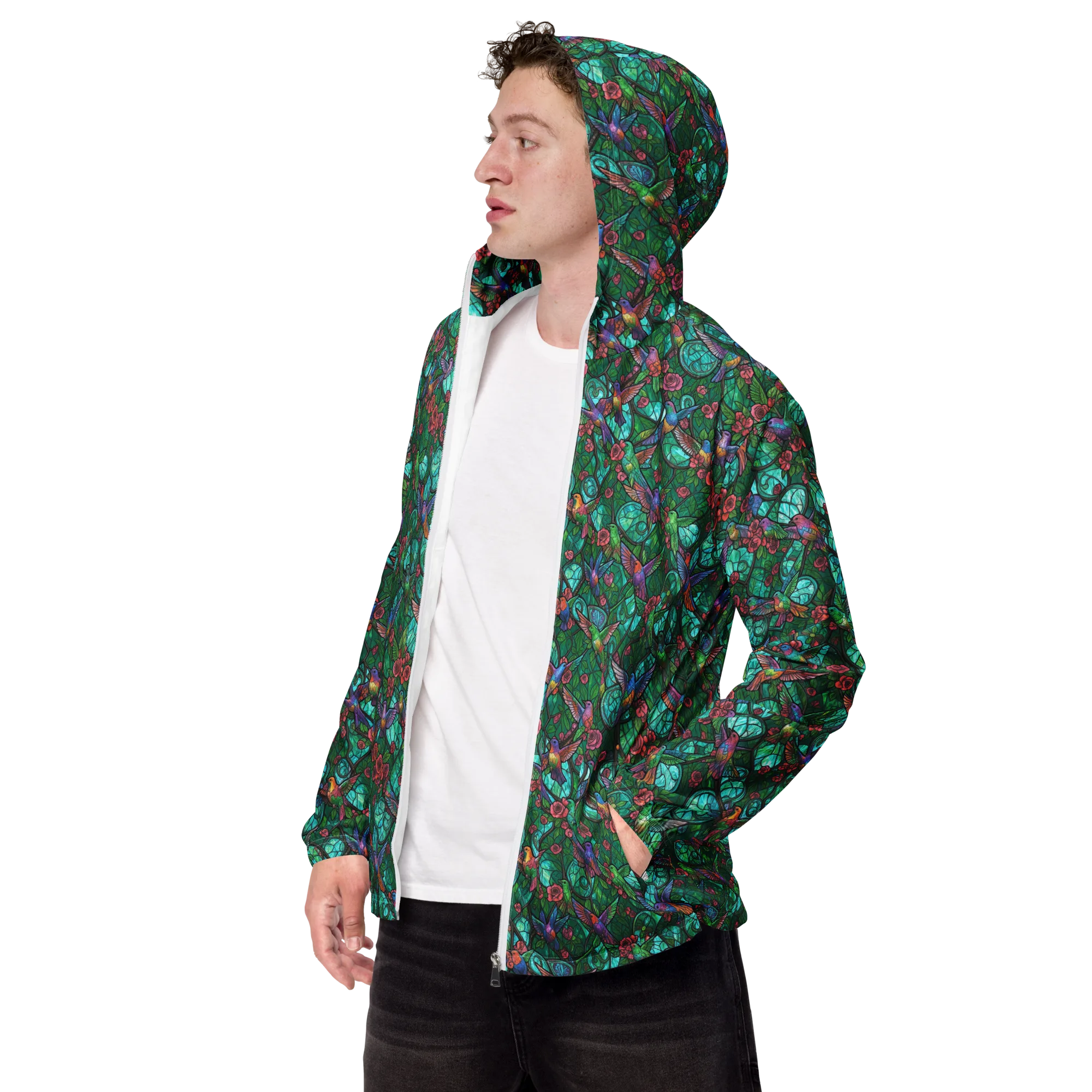 Jewelwing Garden on Men's Windbreaker — Left Front