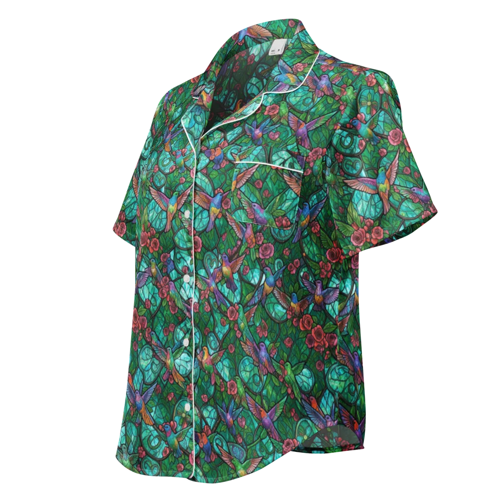 Jewelwing Garden on Women's Short Sleeve Pajama Top — Left Front