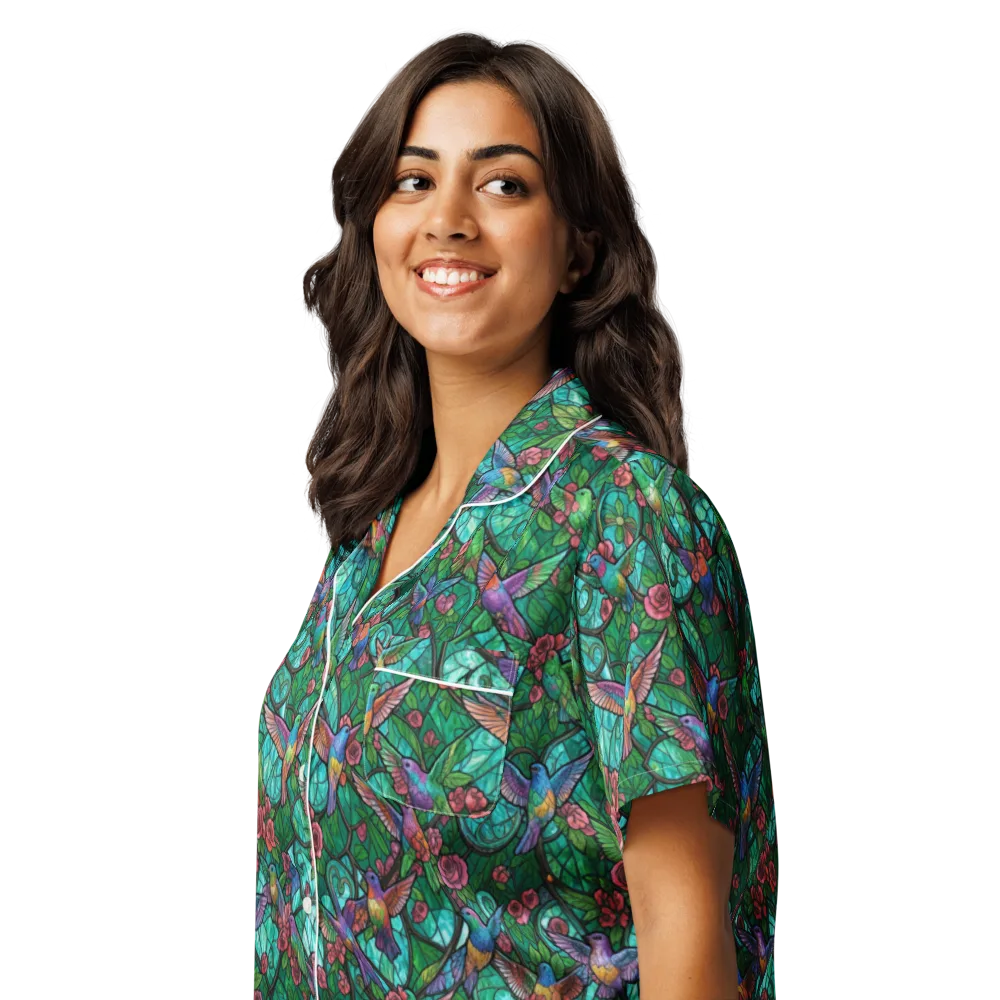 Jewelwing Garden on Women's Short Sleeve Pajama Top — Left Front