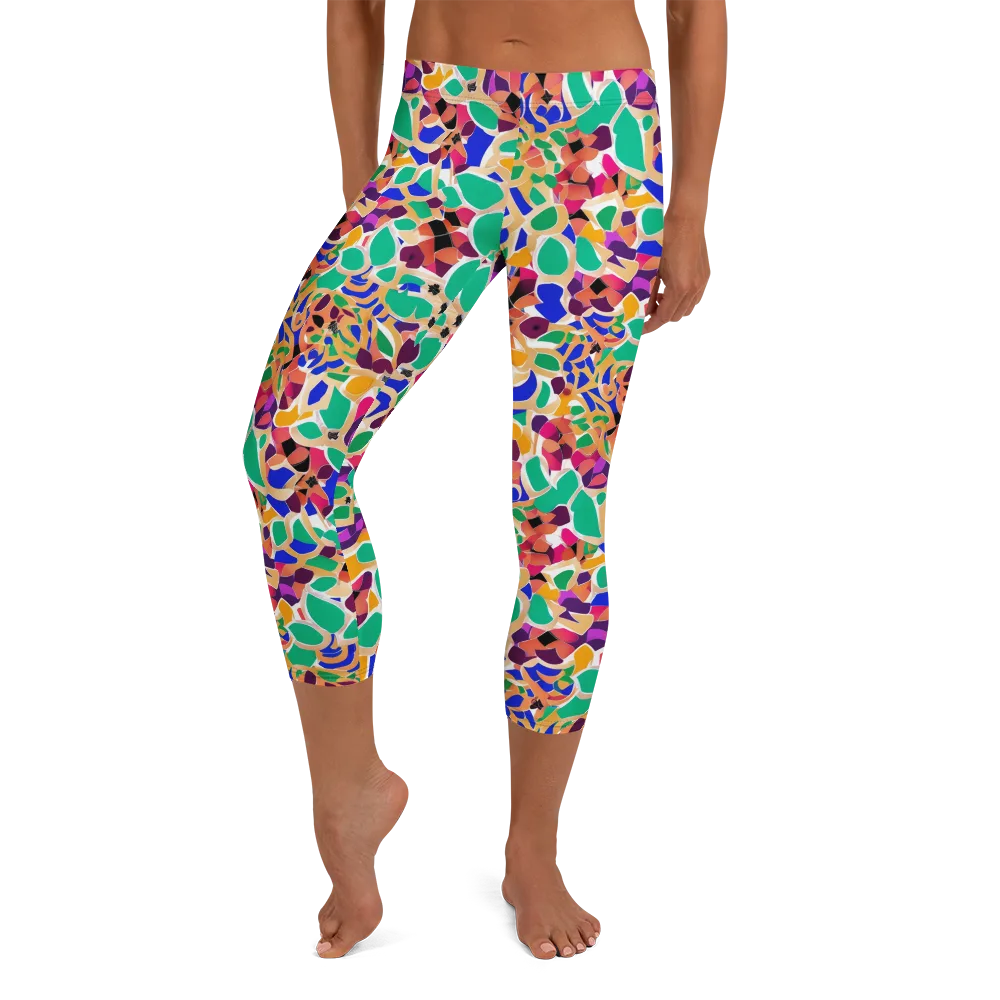 Confetti Bloom on Capri Leggings — Front