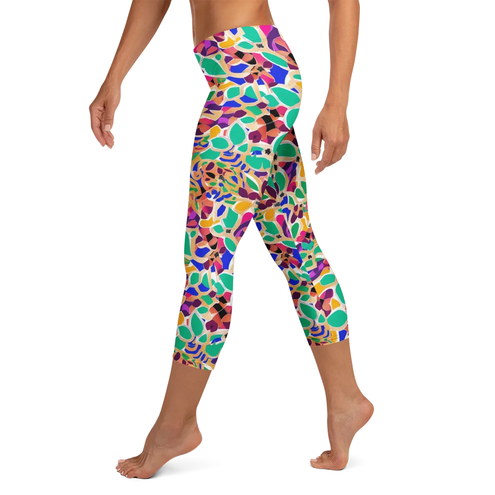 Confetti Bloom on Capri Leggings — Left