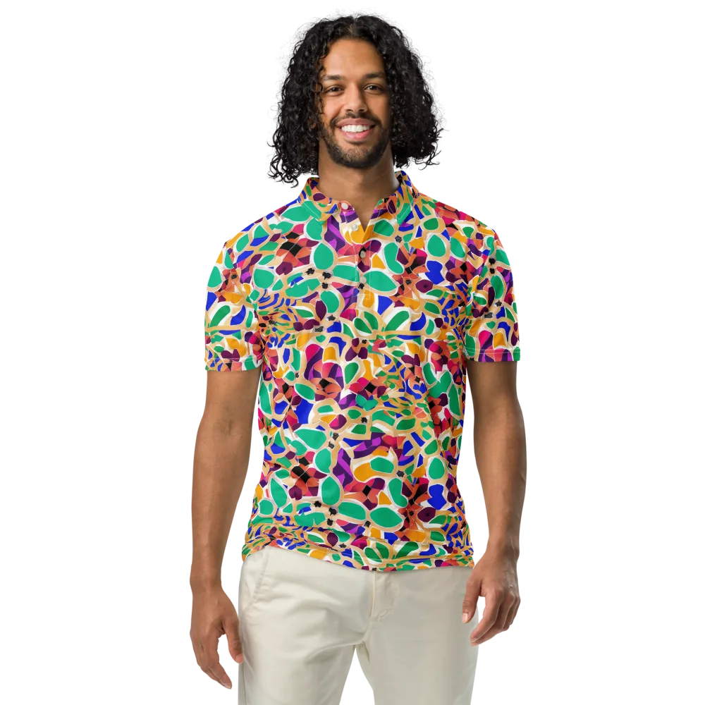 Confetti Bloom on Men's Slim Fit Polo Shirt — Front