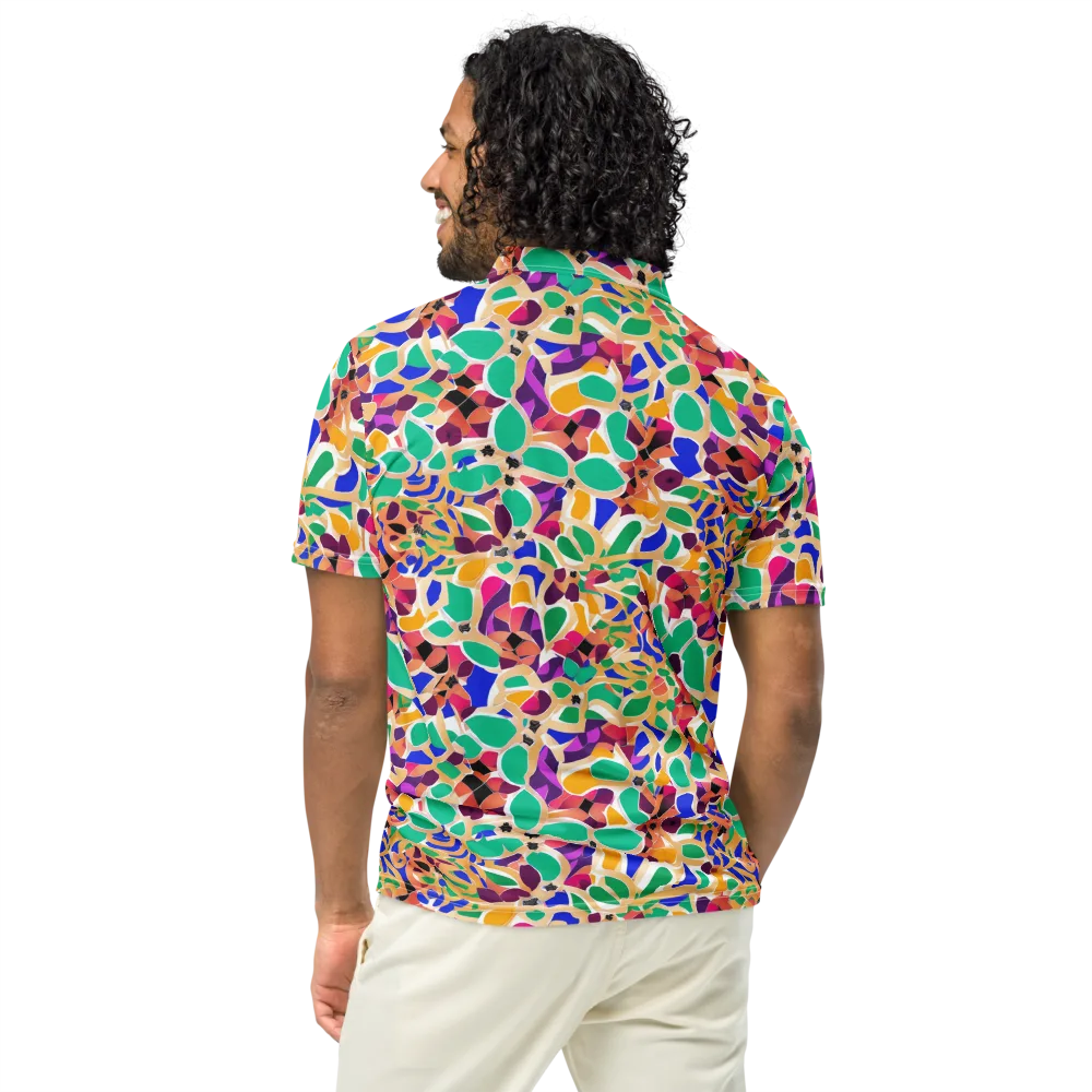 Confetti Bloom on Men's Slim Fit Polo Shirt — Back