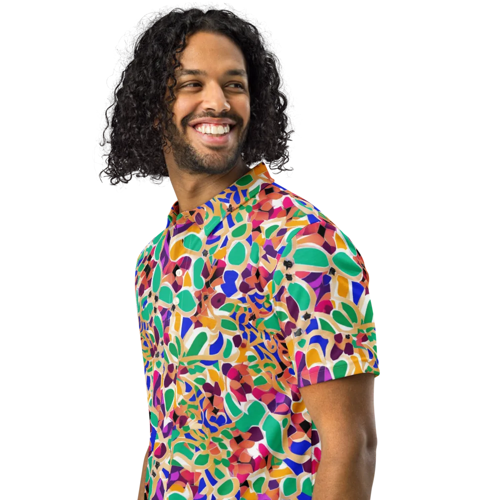 Confetti Bloom on Men's Slim Fit Polo Shirt — Left Front