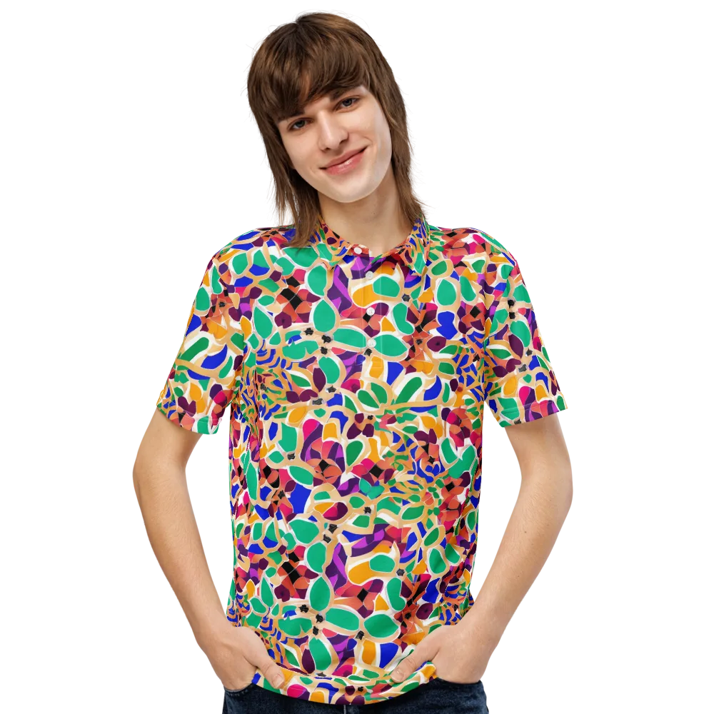 Confetti Bloom on Men's Slim Fit Polo Shirt — Front