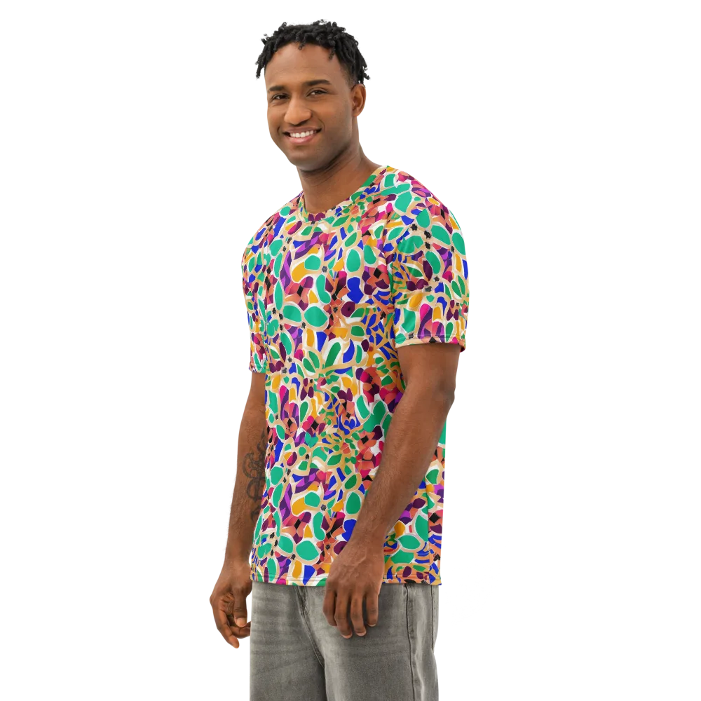 Confetti Bloom on Men's Cotton Crew Neck T-Shirt — Left Front