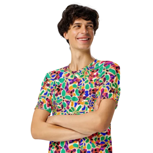 Confetti Bloom on a Men's Crew Neck T-Shirt