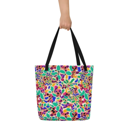 Confetti Bloom on a Large Tote Bag W/ Pocket